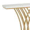 Sofa Console Table | 59’’ White Faux Marble | Sculptural Gold Base BM336921