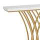 Sofa Console Table | 59’’ White Faux Marble | Sculptural Gold Base BM336921