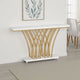 Sofa Console Table | 59" White Faux Marble | Sculptural Gold Base