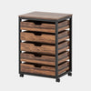 Mobile Office Cabinet | 5 Drawers Cutout Handles | Rustic Brown Black