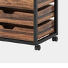 Mobile Office Cabinet | 5 Drawers Cutout Handles | Rustic Brown Black