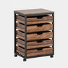 Mobile Office Cabinet | 5 Drawers Cutout Handles | Rustic Brown Black