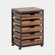 Mobile Office Cabinet | 5 Drawers Cutout Handles | Rustic Brown Black