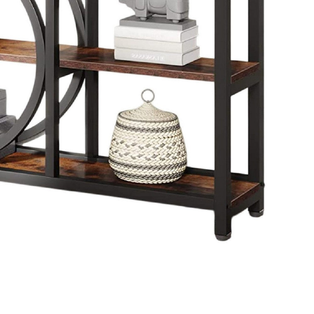 Sofa Console Table | 3 Tier | 71’’ Industrial Black Metal Frame BM336923