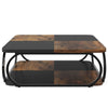 Coffee Table w Lower Shelf | Black n Rustic Brown Patchwork | 39’’ BM336924
