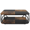 Coffee Table w Lower Shelf | Black n Rustic Brown Patchwork | 39"