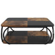 Coffee Table w Lower Shelf | Black n Rustic Brown Patchwork | 39"