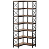 Corner Bookcase | 7 Tier w 14 Open Shelves | 79" Industrial Black
