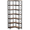Corner Bookcase | 7 Tier w 14 Open Shelves | 79’’ Industrial Black BM336925
