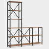 Ladder Corner Bookcase | 9 Shelf | Industrial Black Metal | Brown Wood