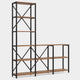 Ladder Corner Bookcase | 9 Shelf | Industrial Black Metal | Brown Wood