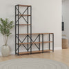 Ladder Corner Bookcase | 9 Shelf | Industrial Black Metal | Brown Wood