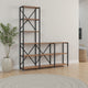 Ladder Corner Bookcase | 9 Shelf | Industrial Black Metal | Brown Wood