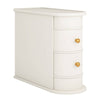 Side Table Nightstand w 2 Drawers | Narrow Curved Design | White, Gold