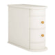 Side Table Nightstand w 2 Drawers | Narrow Curved Design | White, Gold