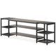 TV Media Entertainment Stand | Mesh Shelves | 79’’ Rustic Brown Black BM336929