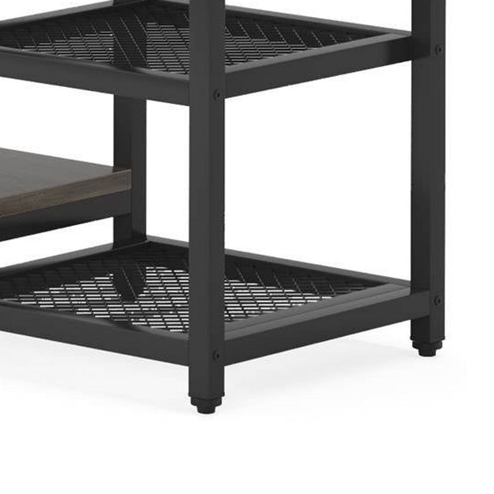 TV Media Entertainment Stand | Mesh Shelves | 79’’ Rustic Brown Black BM336929