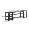 TV Media Entertainment Stand | Mesh Shelves | 79’’ Rustic Brown Black BM336929