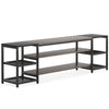 TV Media Entertainment Stand | Mesh Shelves | 79" Rustic Brown Black
