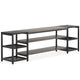 TV Media Entertainment Stand | Mesh Shelves | 79" Rustic Brown Black