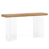 Sofa Console Table | 47" Brown Top w Wave Edges, Clear Acrylic Legs