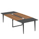 Office Conference Table | Brown Black Metal | 71’’ Boat Shaped BM336933