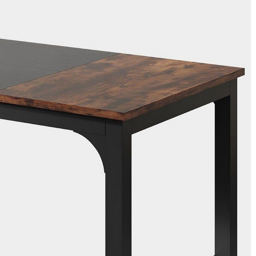 Office Conference Table | 63’’ Brown Rectangular Top | Black Metal BM336934