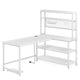 Reversible L Shaped Desk w Charging Pad | Display Shelf | 55’’ White
