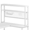 Reversible L Shaped Desk w Charging Pad | Display Shelf | 55’’ White