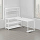 Reversible L Shaped Desk w Charging Pad | Display Shelf | 55" White