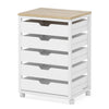 Mobile Office Cabinet | 5 Drawers w Open Handles | Rustic Brown White