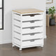 Mobile Office Cabinet | 5 Drawers w Open Handles | Rustic Brown White