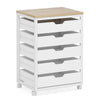 Mobile Office Cabinet | 5 Drawers w Open Handles | Rustic Brown White