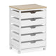 Mobile Office Cabinet | 5 Drawers w Open Handles | Rustic Brown White
