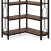 7 Tier Corner Bookcase | 14 Open Wood Shelves | 79’’ Industrial Black BM336937