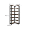 7 Tier Corner Bookcase | 14 Open Wood Shelves | 79’’ Industrial Black BM336937