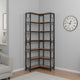 7 Tier Corner Bookcase | 14 Open Wood Shelves | 79" Industrial Black
