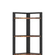 Freestanding Corner Bookcase | 6 Tier Brown Wood Shelves w Black Metal BM336940