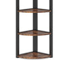 Freestanding Corner Bookcase | 6 Tier Brown Wood Shelves w Black Metal BM336940