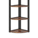 Freestanding Corner Bookcase | 6 Tier Brown Wood Shelves w Black Metal BM336940