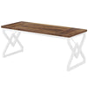 Executive Desk | 63’’ Rustic Wood Top | X Design White Metal Frame BM336941