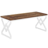 Executive Desk | 63" Rustic Wood Top | X Design White Metal Frame