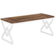 Executive Desk | 63" Rustic Wood Top | X Design White Metal Frame