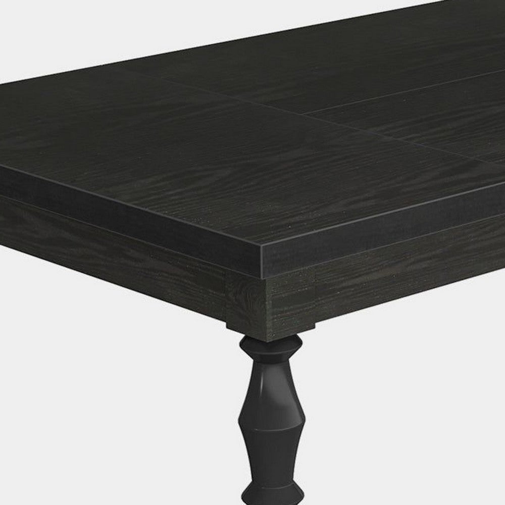 Weny Dining Table | Black Wood 62’’ Rectangle Top | Carved Legs BM336942