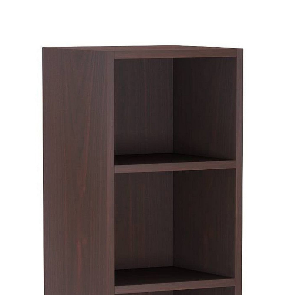 Siny Corner Display Shelf | 71’’ Tall 6 Shelves | Walnut Brown Wood BM336943