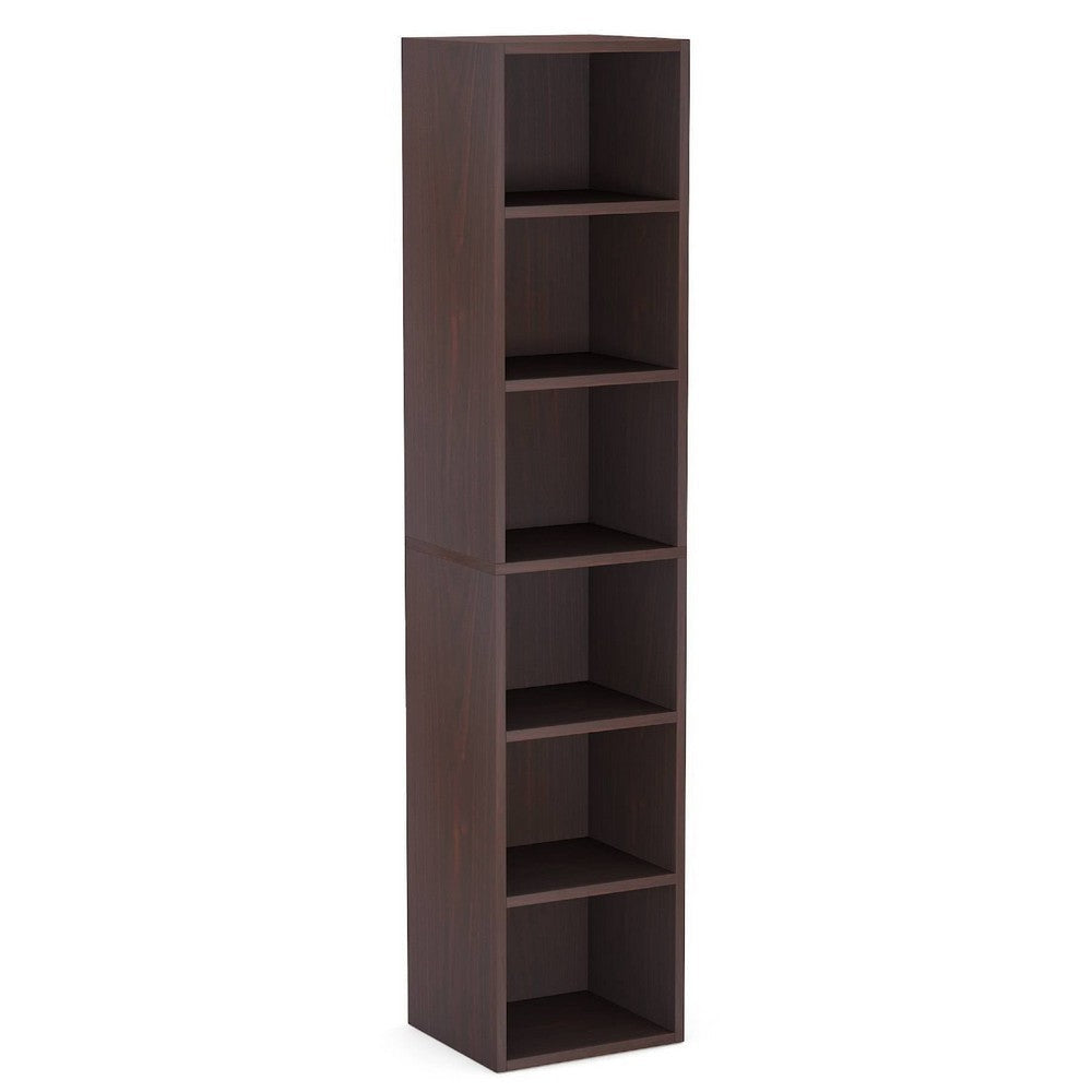 Siny Corner Display Shelf | 71" Tall 6 Shelves | Walnut Brown Wood