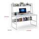 Hivy Computer Desk with Bookshelf Hutch | Metal Legs | White Wood BM336944
