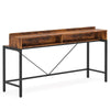 Zil Sofa Console Table | 71’’ | Industrial Brown Wood and Black Metal BM336945