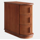 Lixy Side End Table |Narrow 24" 3 Oval Drawers, Solid Brown Wood