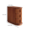 Lixy Side End Table |Narrow 24’’ 3 Oval Drawers Solid Brown Wood BM336946
